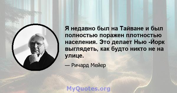 Я недавно был на Тайване и был полностью поражен плотностью населения. Это делает Нью -Йорк выглядеть, как будто никто не на улице.