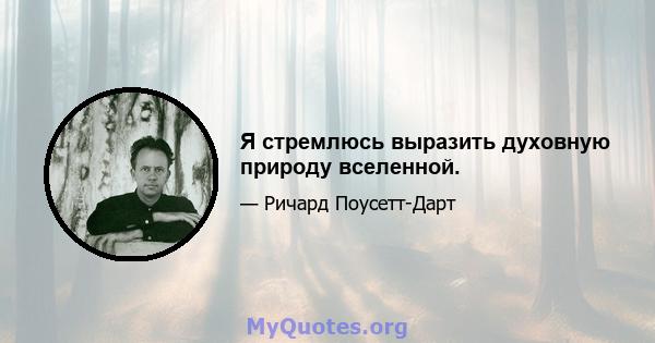 Я стремлюсь выразить духовную природу вселенной.