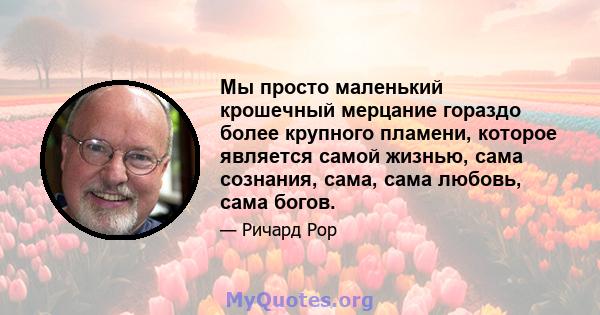 Мы просто маленький крошечный мерцание гораздо более крупного пламени, которое является самой жизнью, сама сознания, сама, сама любовь, сама богов.