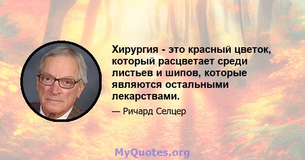 Хирургия - это красный цветок, который расцветает среди листьев и шипов, которые являются остальными лекарствами.