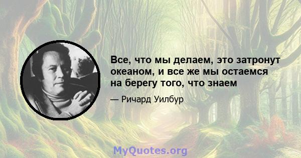 Все, что мы делаем, это затронут океаном, и все же мы остаемся на берегу того, что знаем