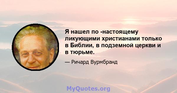 Я нашел по -настоящему ликующими христианами только в Библии, в подземной церкви и в тюрьме.