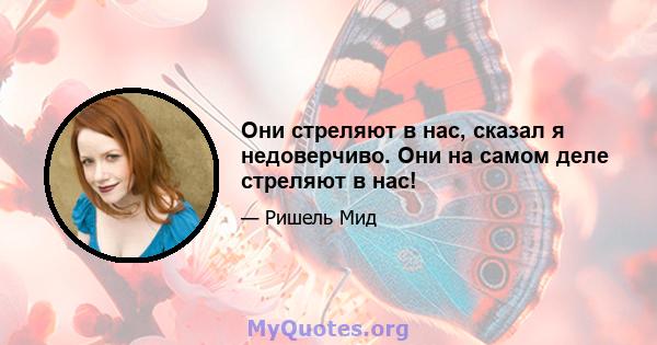 Они стреляют в нас, сказал я недоверчиво. Они на самом деле стреляют в нас!