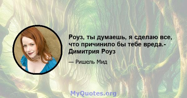 Роуз, ты думаешь, я сделаю все, что причинило бы тебе вреда.- Димитрия Роуз