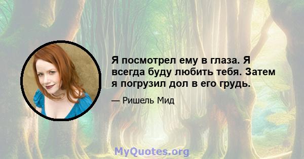 Я посмотрел ему в глаза. Я всегда буду любить тебя. Затем я погрузил дол в его грудь.