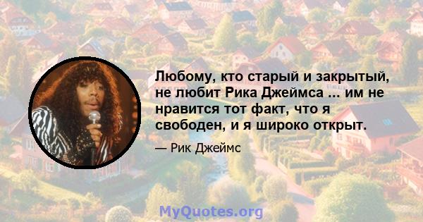 Любому, кто старый и закрытый, не любит Рика Джеймса ... им не нравится тот факт, что я свободен, и я широко открыт.