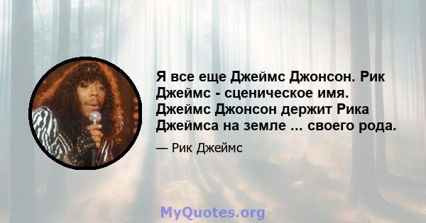 Я все еще Джеймс Джонсон. Рик Джеймс - сценическое имя. Джеймс Джонсон держит Рика Джеймса на земле ... своего рода.