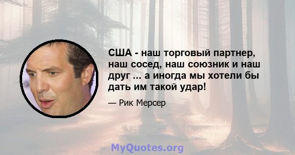 США - наш торговый партнер, наш сосед, наш союзник и наш друг ... а иногда мы хотели бы дать им такой удар!