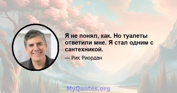 Я не понял, как. Но туалеты ответили мне. Я стал одним с сантехникой.