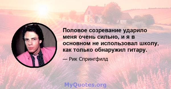 Половое созревание ударило меня очень сильно, и я в основном не использовал школу, как только обнаружил гитару.