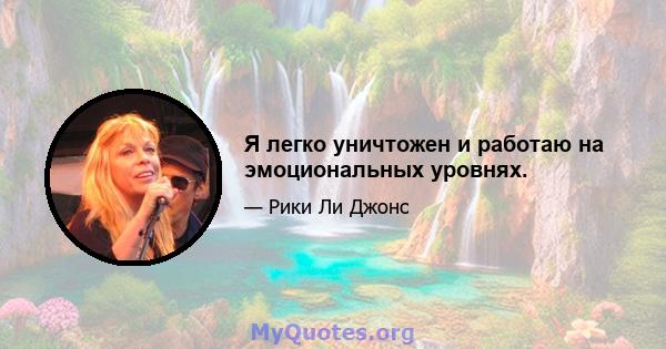 Я легко уничтожен и работаю на эмоциональных уровнях.