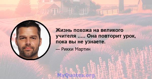 Жизнь похожа на великого учителя ..... Она повторит урок, пока вы не узнаете.