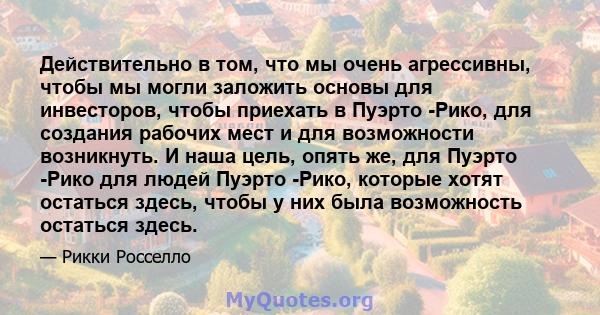 Действительно в том, что мы очень агрессивны, чтобы мы могли заложить основы для инвесторов, чтобы приехать в Пуэрто -Рико, для создания рабочих мест и для возможности возникнуть. И наша цель, опять же, для Пуэрто -Рико 