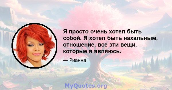 Я просто очень хотел быть собой. Я хотел быть нахальным, отношение, все эти вещи, которые я являюсь.