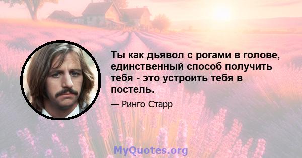 Ты как дьявол с рогами в голове, единственный способ получить тебя - это устроить тебя в постель.