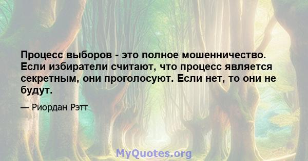 Процесс выборов - это полное мошенничество. Если избиратели считают, что процесс является секретным, они проголосуют. Если нет, то они не будут.