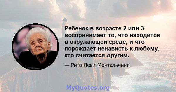 Ребенок в возрасте 2 или 3 воспринимает то, что находится в окружающей среде, и что порождает ненависть к любому, кто считается другим.