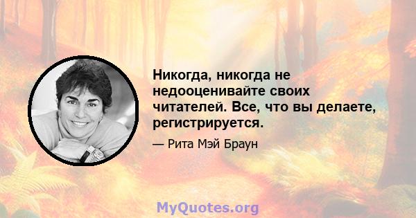 Никогда, никогда не недооценивайте своих читателей. Все, что вы делаете, регистрируется.