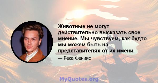 Животные не могут действительно высказать свое мнение. Мы чувствуем, как будто мы можем быть на представителях от их имени.