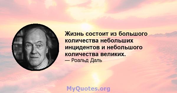 Жизнь состоит из большого количества небольших инцидентов и небольшого количества великих.