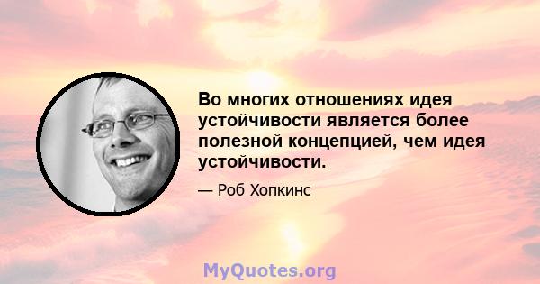 Во многих отношениях идея устойчивости является более полезной концепцией, чем идея устойчивости.