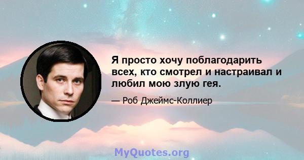 Я просто хочу поблагодарить всех, кто смотрел и настраивал и любил мою злую гея.