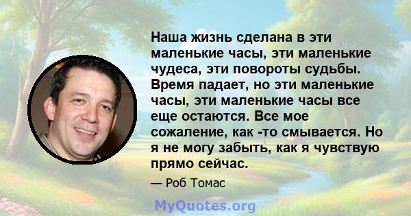 Наша жизнь сделана в эти маленькие часы, эти маленькие чудеса, эти повороты судьбы. Время падает, но эти маленькие часы, эти маленькие часы все еще остаются. Все мое сожаление, как -то смывается. Но я не могу забыть,