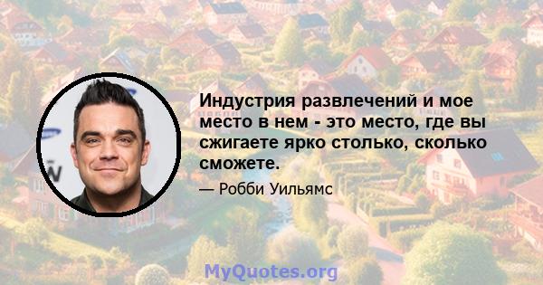 Индустрия развлечений и мое место в нем - это место, где вы сжигаете ярко столько, сколько сможете.