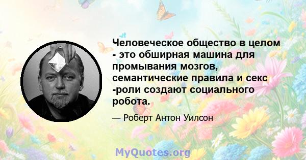 Человеческое общество в целом - это обширная машина для промывания мозгов, семантические правила и секс -роли создают социального робота.