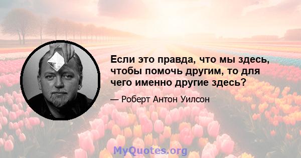 Если это правда, что мы здесь, чтобы помочь другим, то для чего именно другие здесь?