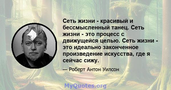 Сеть жизни - красивый и бессмысленный танец. Сеть жизни - это процесс с движущейся целью. Сеть жизни - это идеально законченное произведение искусства, где я сейчас сижу.