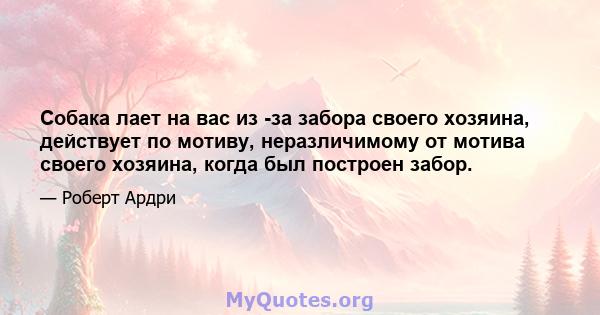 Собака лает на вас из -за забора своего хозяина, действует по мотиву, неразличимому от мотива своего хозяина, когда был построен забор.