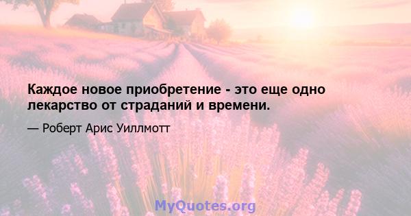 Каждое новое приобретение - это еще одно лекарство от страданий и времени.