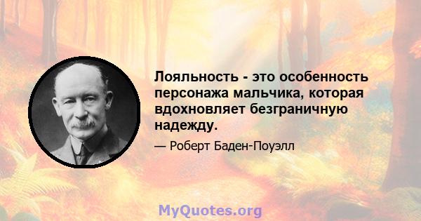 Лояльность - это особенность персонажа мальчика, которая вдохновляет безграничную надежду.