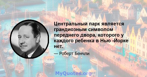 Центральный парк является грандиозным символом переднего двора, которого у каждого ребенка в Нью -Йорке нет.