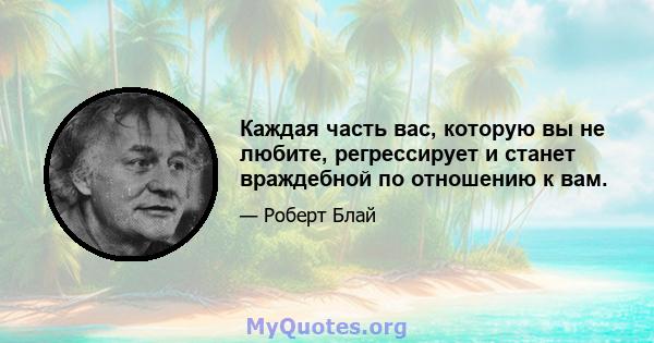 Каждая часть вас, которую вы не любите, регрессирует и станет враждебной по отношению к вам.