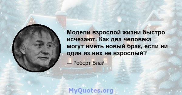 Модели взрослой жизни быстро исчезают. Как два человека могут иметь новый брак, если ни один из них не взрослый?