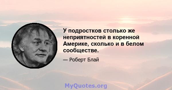 У подростков столько же неприятностей в коренной Америке, сколько и в белом сообществе.