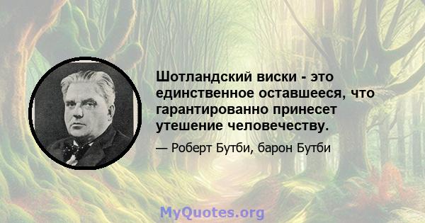 Шотландский виски - это единственное оставшееся, что гарантированно принесет утешение человечеству.