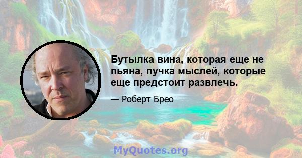 Бутылка вина, которая еще не пьяна, пучка мыслей, которые еще предстоит развлечь.