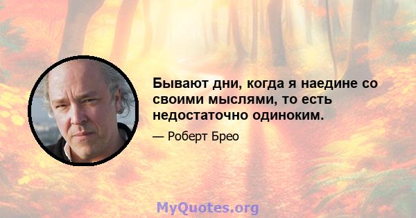 Бывают дни, когда я наедине со своими мыслями, то есть недостаточно одиноким.