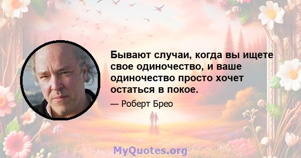 Бывают случаи, когда вы ищете свое одиночество, и ваше одиночество просто хочет остаться в покое.