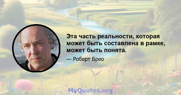 Эта часть реальности, которая может быть составлена ​​в рамке, может быть понята.