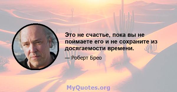 Это не счастье, пока вы не поймаете его и не сохраните из досягаемости времени.