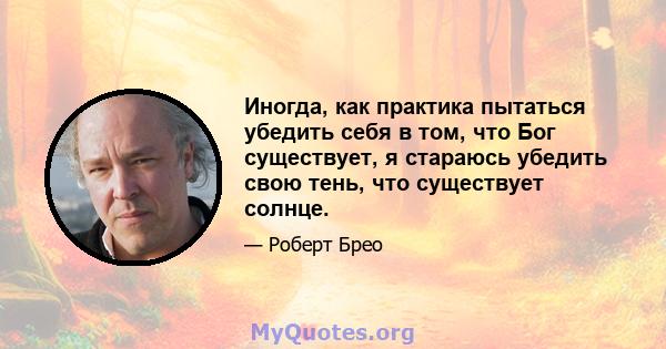 Иногда, как практика пытаться убедить себя в том, что Бог существует, я стараюсь убедить свою тень, что существует солнце.