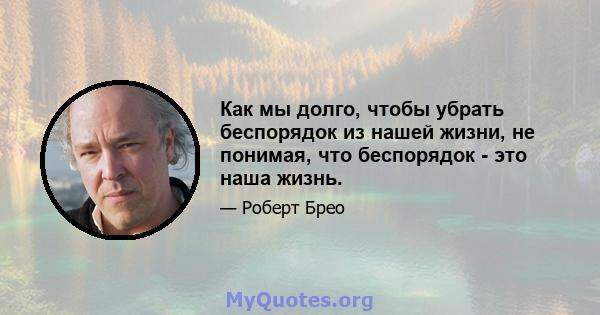 Как мы долго, чтобы убрать беспорядок из нашей жизни, не понимая, что беспорядок - это наша жизнь.