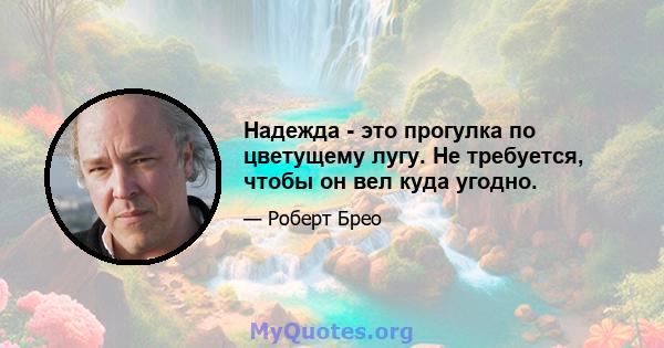 Надежда - это прогулка по цветущему лугу. Не требуется, чтобы он вел куда угодно.