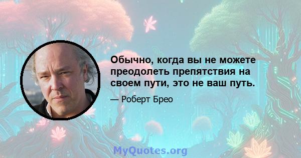 Обычно, когда вы не можете преодолеть препятствия на своем пути, это не ваш путь.