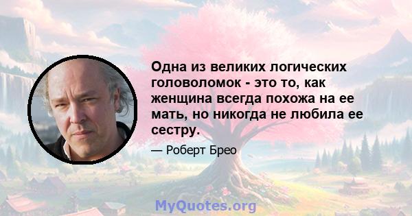 Одна из великих логических головоломок - это то, как женщина всегда похожа на ее мать, но никогда не любила ее сестру.