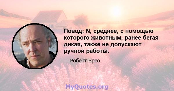 Повод: N, среднее, с помощью которого животным, ранее бегая дикая, также не допускают ручной работы.